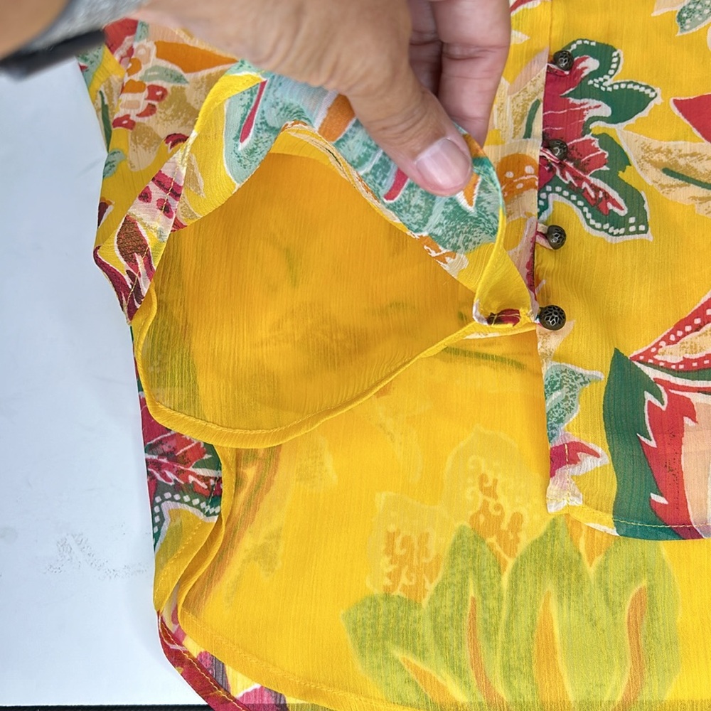 Anthropologie Yellow Floral Button-Up Blouse - Picture 12 of 15
